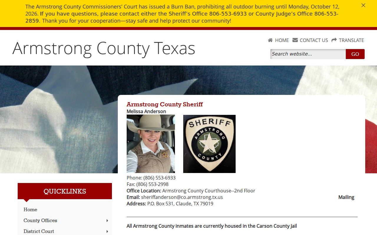 Armstrong County Sheriff arrest records information