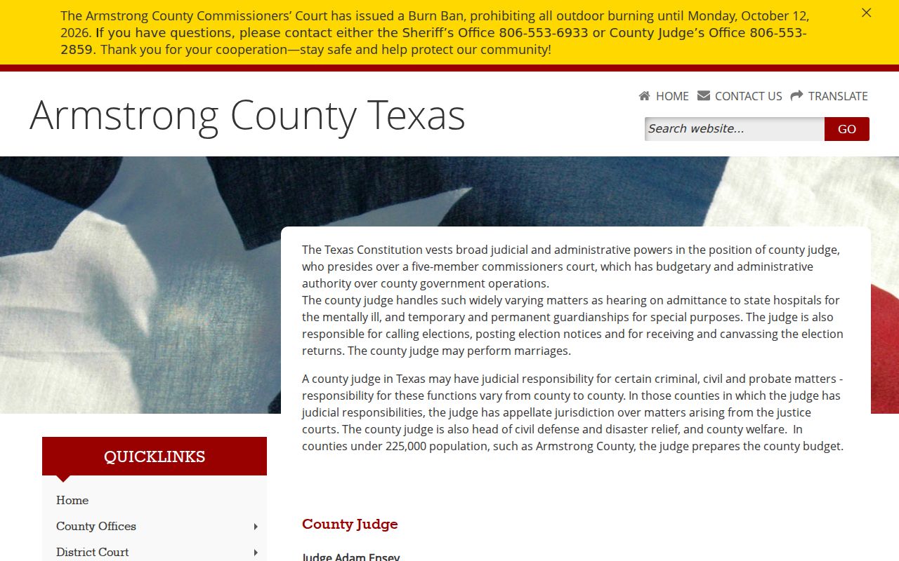 Armstrong County criminal history county judge office