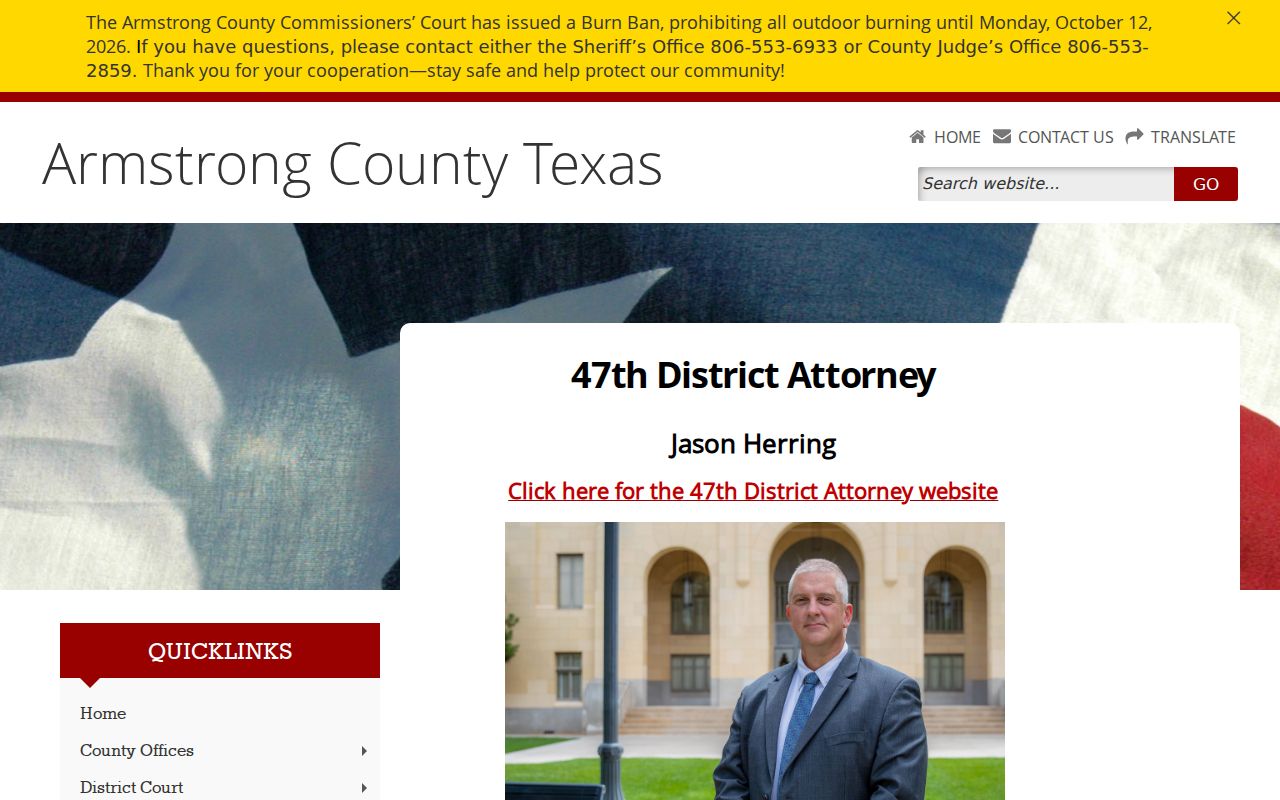 Armstrong County criminal history district attorney information