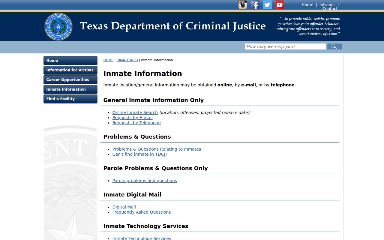 Armstrong County criminal history TDCJ offender information