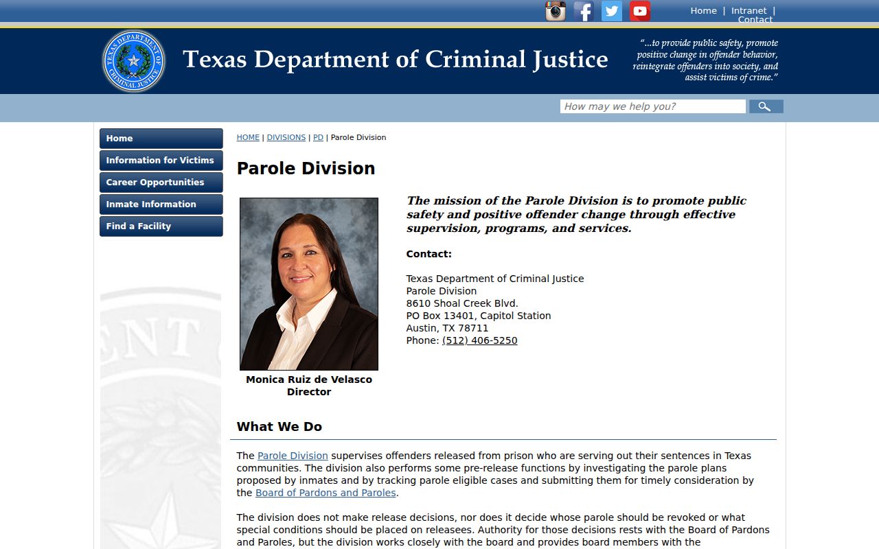 Armstrong County criminal record TDCJ Parole Division
