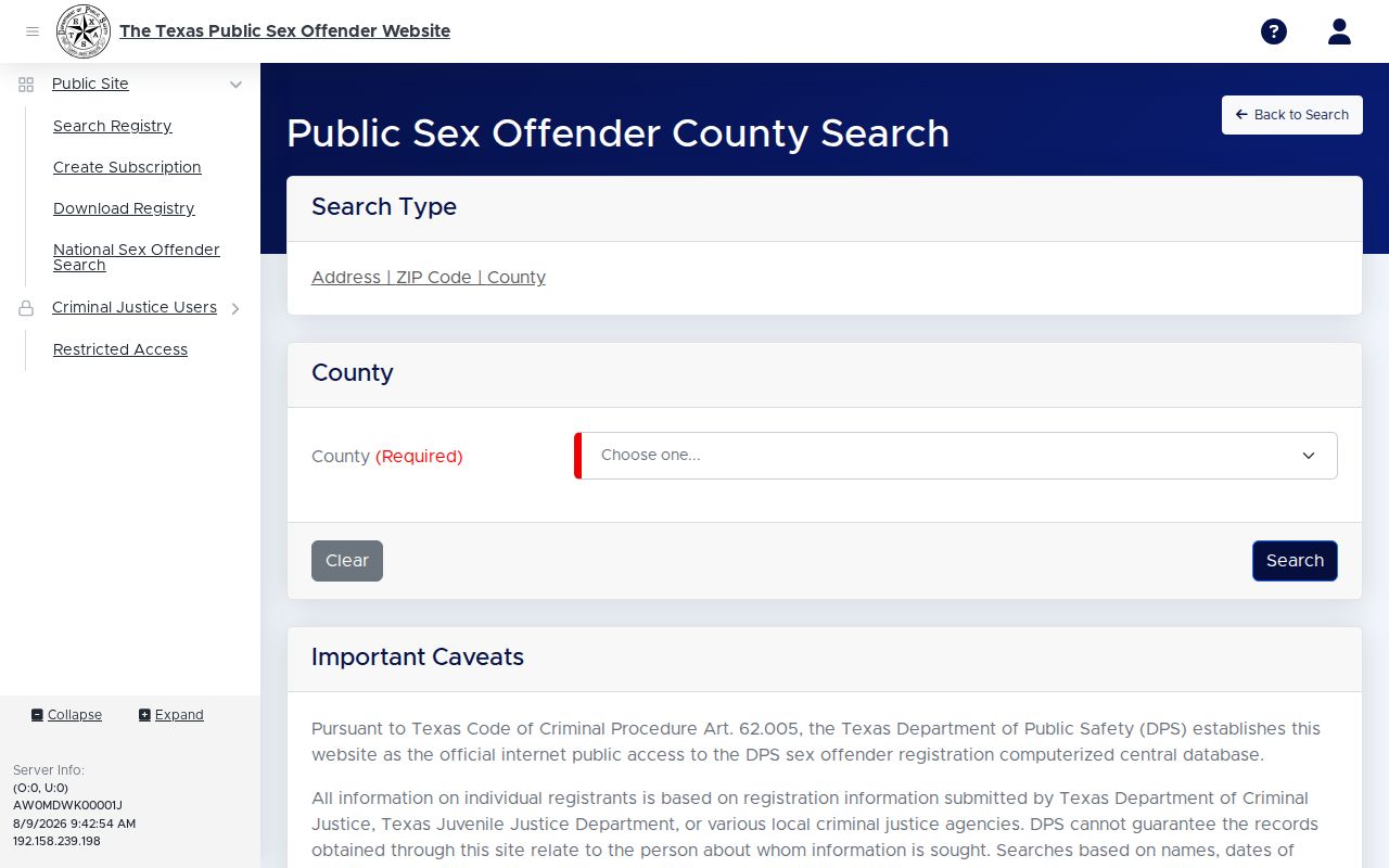 Armstrong County sex offender registry county search